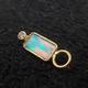 Baguette Opal 18K Gold Charms For Necklace, Ethiopian Opal, Rectangle Shape, Gift For Her, Diamond Setted, Amazing Fire