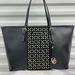 Michael Kors Bags | Michael Kors Black Floral Xl Laptop Work Tote Studded Astor Raven Jet Set | Color: Black/Gold | Size: Os