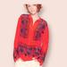 J. Crew Tops | J. Crew Dervish Paisley Tunic Red Long Sleeve Blouse Top Xs | Color: Red | Size: Xs