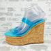 Nine West Shoes | New Nine West Women's Rapps3 Blue Strappy Wedge Sandal I58 | Color: Blue | Size: 6.5