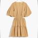 Madewell Dresses | Madewell Seersucker Puff-Sleeve Cutout Mini Dress In Seed Khaki Style Nf870 New | Color: Tan | Size: Xxl