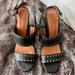 Coach Shoes | Coach Women's Rylie Leather Slingback High-Heel Sandals Size 7 | Color: Black/Gold | Size: 7