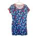 Disney Dresses | Disney Mickey Mouse Tropical Hibiscus Mini Dress Short Sleeve Blue/Red Sz Large | Color: Blue/Red | Size: L