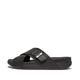 Fitflop Surfer Mens Buckle Nubuck Cross Slides Sandal, Black, 7 UK