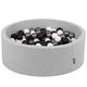 KiddyMoon 90X30cm/300 Balls ∅ 7Cm / 2.75In Baby Foam Ball Pit Made In EU, Light Grey:White/Black/Silver