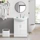 Yaheetech Bathroom Vanity Unit with Ceramic Sink, Floor Standing Bathroom Vanity with 2 Doors, Bathroom Vanity Unit Basin Cabinet, White