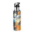 Watercolor Artwork Handball Sport Water Bottle Insulated Stainless Steel Large Vacuum Flask Leak Proof Thermos with Straw for Travel(600ml/1000ml)