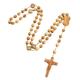 Lllunimon Catholic Rosary Beads for Men Women, Handmade Wooden Bead Rosaries Necklace with Cross, First Communion Gifts,Olive Wood