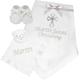 Personalised Baby White & Silver Cross Shawl Blanket, 3D Teddy Comforter & Sock Booties Gift Set