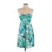 Cache Cocktail Dress: Teal Tropical Dresses - Women's Size 2