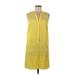 Ann Taylor LOFT Casual Dress - Shift Crew Neck Sleeveless: Yellow Print Dresses - Women's Size 8