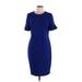 Calvin Klein Cocktail Dress - Shift: Blue Solid Dresses - Women's Size 12
