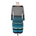 Trina Turk Casual Dress - Sweater Dress: Teal Stripes Dresses - Women's Size 6