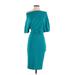 Alexia Admor Casual Dress - Midi: Teal Solid Dresses - Women's Size X-Small