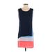 BCBGMAXAZRIA Casual Dress - Shift: Blue Color Block Dresses - Women's Size 0