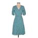 Ann Taylor Casual Dress - Wrap: Teal Dresses - Women's Size 2 Petite