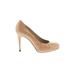 Stuart Weitzman Heels: Pumps Stiletto Cocktail Tan Solid Shoes - Women's Size 8 1/2 - Round Toe