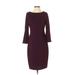 Calvin Klein Casual Dress - Midi: Purple Solid Dresses - Women's Size 4