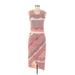 BCBGMAXAZRIA Casual Dress - Midi Scoop Neck Sleeveless: Pink Dresses - Women's Size Medium