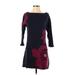 Field Flower Casual Dress: Burgundy Floral Motif Dresses - Women's Size Small