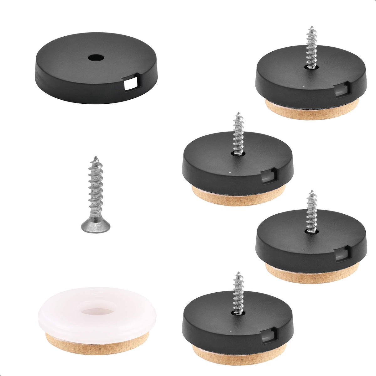 WAGNER QuickClick® Filzgleiter SYNO - zum Schrauben, 4x Basis & Schraube & Einsatz Ø 30 mm, DE Ware - 16782500 Image