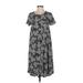 Lularoe Casual Dress - Midi: Gray Grid Dresses - Women's Size X-Small