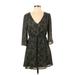 Forever 21 Casual Dress - Wrap: Green Floral Motif Dresses - Women's Size Small