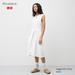 Women's Cotton Seersucker Belted Sleeveless Dress | White | Large | UNIQLO US