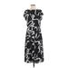 Adrianna Papell Casual Dress - Midi Boatneck Short sleeves: Black Print Dresses - New - Women's Size 4