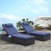 Outdoor Patio Chaise Lounge Chair, with PE Rattan and Reclining Adjustable Backrest and Removable Cushions Sets of 2
