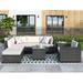 Outdoor Rattan Sectional with Removable Cushion Covers & Waterproof Table