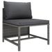 Sectional Middle Sofa with Cushions Gray Poly Rattan