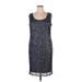 R&M Richards Casual Dress - Shift: Blue Tweed Dresses - Women's Size 16