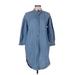 Soft Surroundings Casual Dress - Shirtdress: Blue Dresses - Women's Size 8