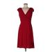 Lauren by Ralph Lauren Casual Dress - Wrap: Burgundy Solid Dresses - Women's Size 10