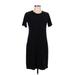 Theory Casual Dress - Shift Crew Neck Short sleeves: Black Solid Dresses - Women's Size Large
