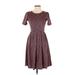 Lularoe Casual Dress - Midi: Burgundy Paisley Dresses - Women's Size Small