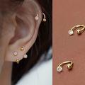 Simple Delicate Hoop Earrings Stainless Steel Jewelry Embellished With Zircon Elegant Leisure Style For Women Daily Wear