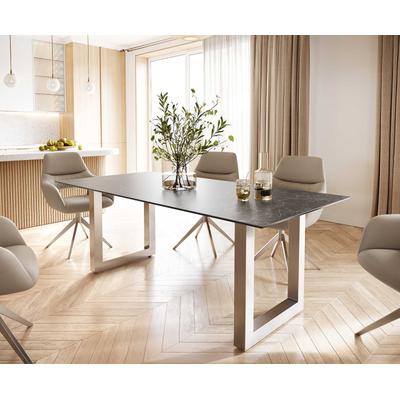 DELIFE Esstisch Edge 200x100 Keramik Laminam® Nero Greco Anthrazit Edelstahl Breit, Esstische Image