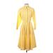 Michelle Stuart Casual Dress - Shirtdress: Yellow Checkered/Gingham Dresses - Women's Size 4 Petite