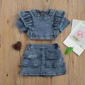 Set top e gonna in denim per bambini Set di vestiti in due pezzi per bambina