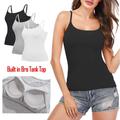 Camicia imbottita estiva senza maniche Canotta da donna Top con reggiseno incorporato Canotta basic con cinturino per spaghetti