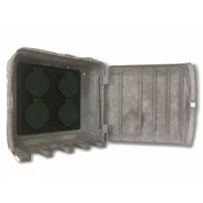 Pepe 4-Fach Gartensteckdose eckig Steinoptik grau IP44 - Technik@all Image