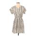 Hint of Blush Casual Dress - Popover: Ivory Floral Motif Dresses - Women's Size Small