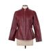 Jessica London Leather Jacket: Burgundy Jackets & Outerwear - Women's Size 12