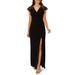 Beaded Jersey & Chiffon Faux Wrap Gown