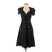 Betsey Johnson Casual Dress - A-Line Plunge Short sleeves: Black Dresses - Women's Size 2