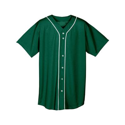 A4 NB4184 Athletic Youth Short Sleeve Full Button Baseball Jersey T-Shirt in Forest Green size Medium | Polyester Blend A4NB4184