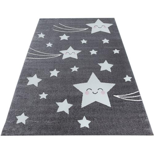 Kinderteppich AYYILDIZ TEPPICHE ""Kids 610"" Teppiche Gr. B: 200cm, 12mm, L: 290cm, grau Kinder Motiv Sterne, Kurzflor