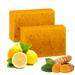 2/PCS Lemon Turmeric Kojic Acid Soap Bar Turmeric Bar for Dark Spots Brightening Lemon Turmeric And Kojic Acid Soap Turmeric Soap Bar Turmeric Soap Bar for Face and Body for Men and Women